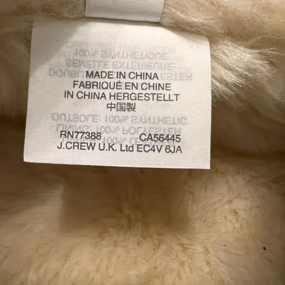 NWOT J Crew Style K4997 Black Faux Sherpa Indoor Outdoor Slippers Sz 7 - Picture 5 of 7